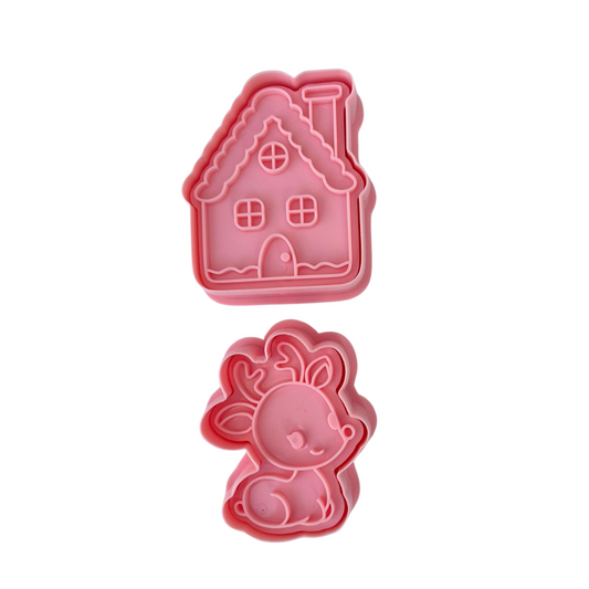 Set de cortadores Navidad casita y venado