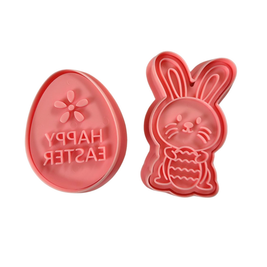 Set de cortadores huevo happy easter y conejito con huevo